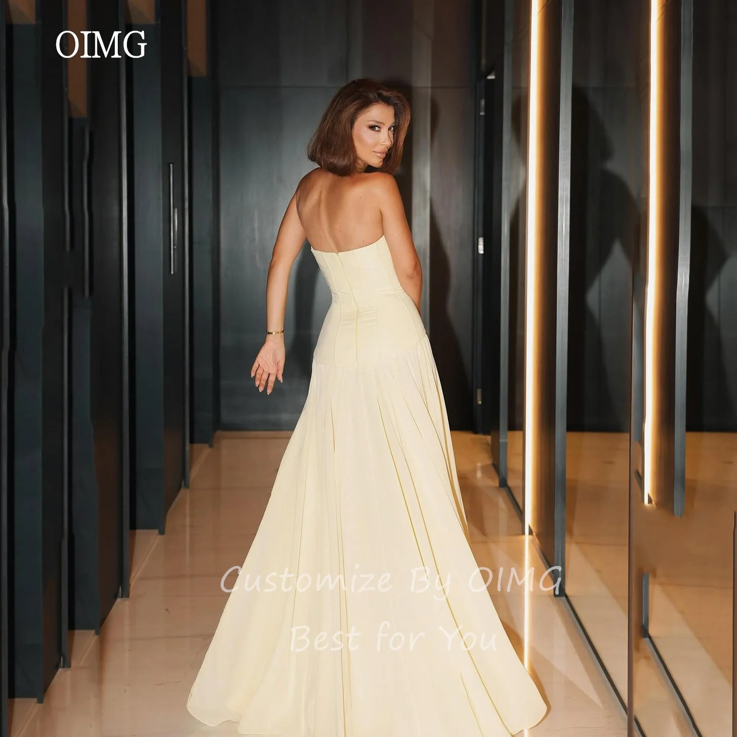 

OIMG Modern Sweetheart Neck A-line Prom Gowns Sleeveless Party Gown Floor Length Evening Dress vestidos de gala Customized