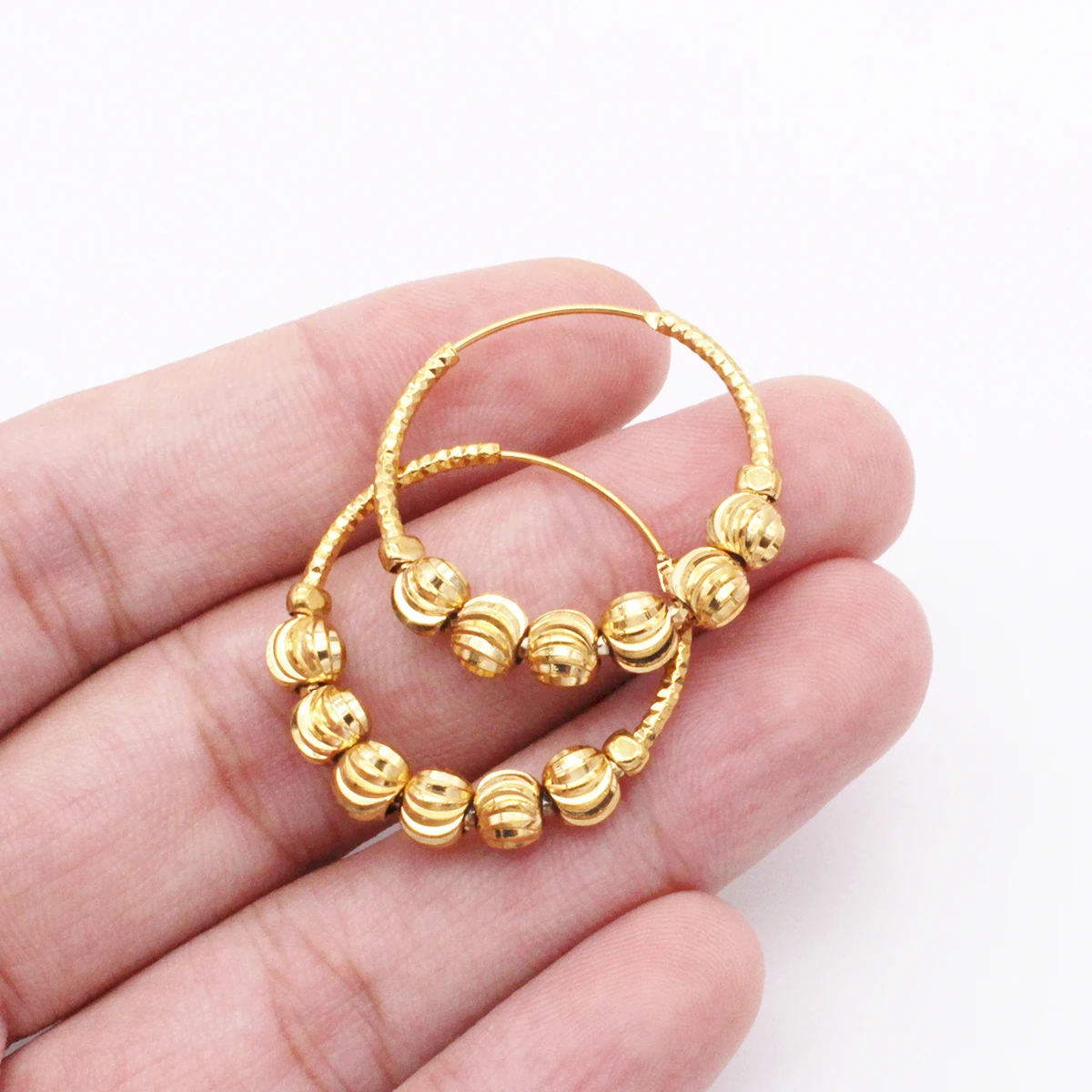 Gold plated Luxury  pircing earrings Jewelry for women round hoop earrings Saudi Arabia Bridal Party gift