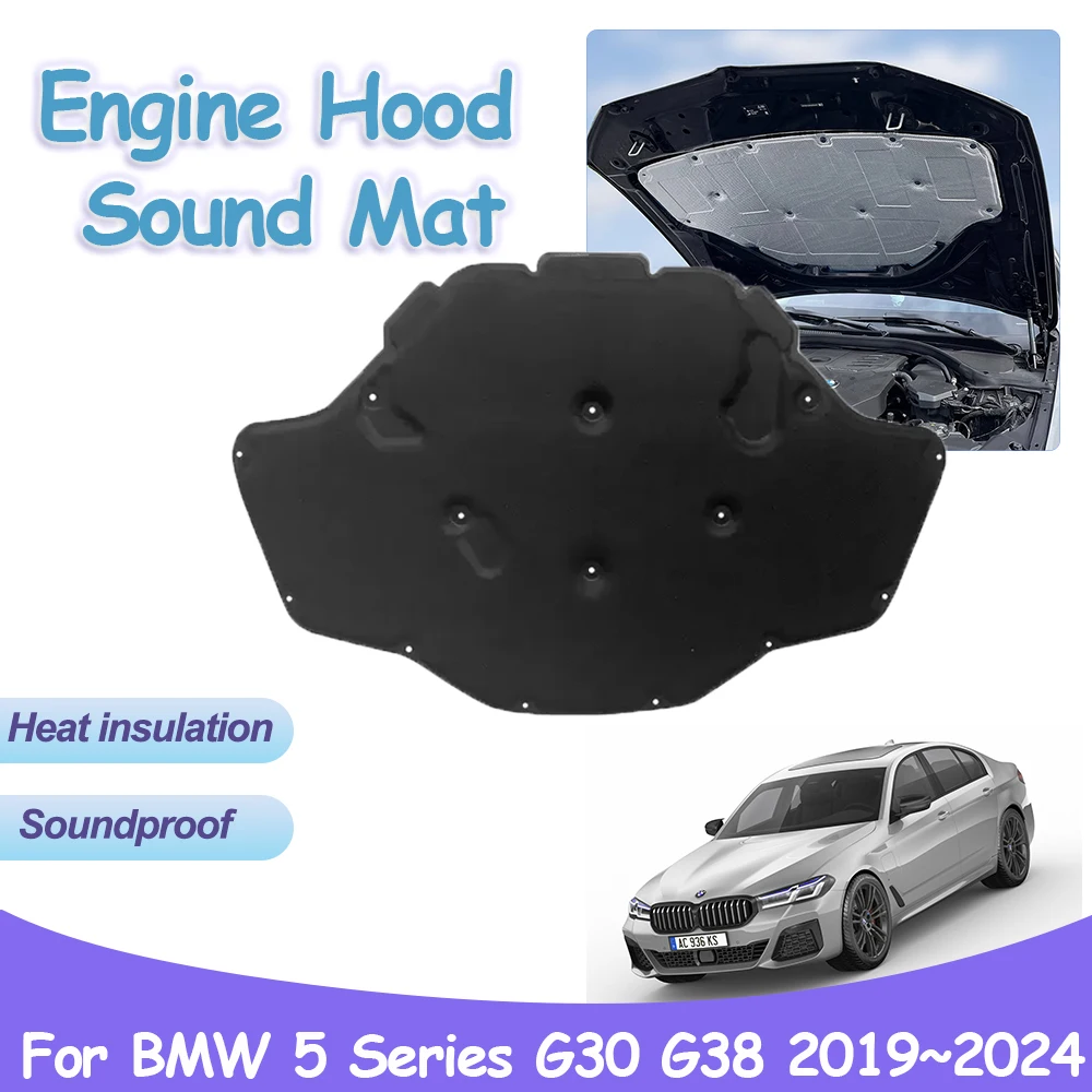 

Engine Hood Sound Pad for BMW 5 Series G30 G38 530i 540i 2019~2024 Sedan LWB Heat Insulation Cotton Fireproof Mat Car Accessorie