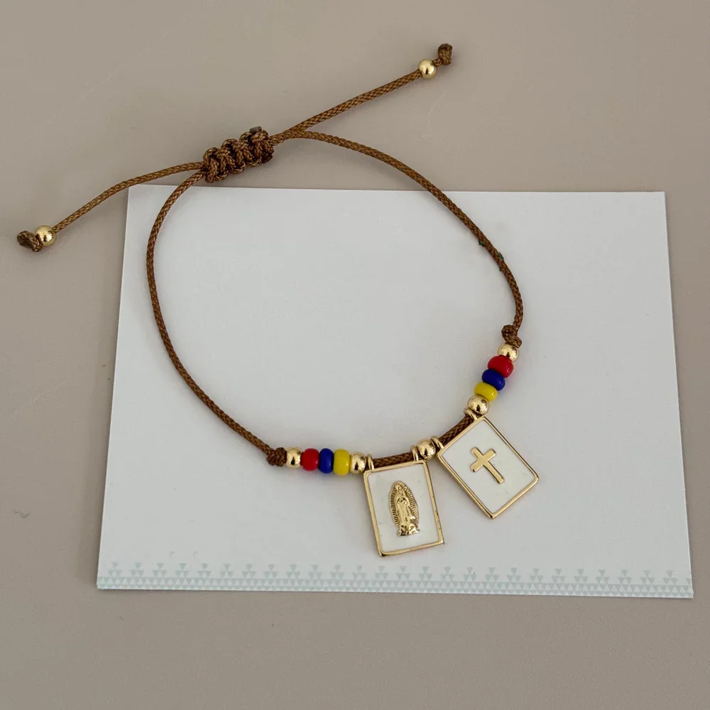 أساور ESCAPULARIO المصنوعة يدويًا للنساء ، مجوهرات عصرية ، خيوط دينية ، غوادالوبي ، العذراء سان بينيتو ، هدايا المهرجان
