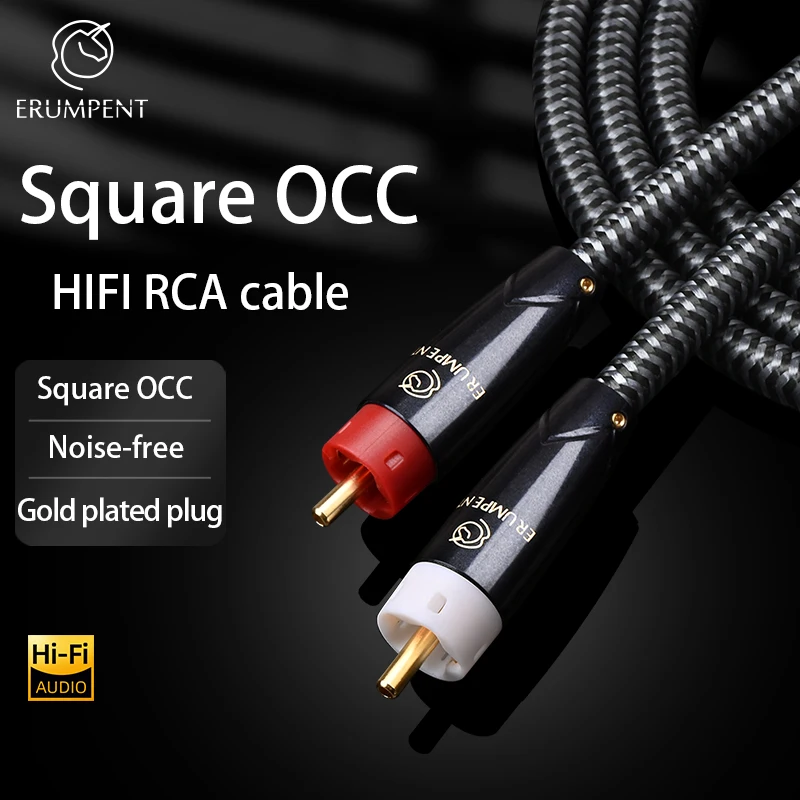 HiFi RCA Cable for Subwoofer Amplifier Mixer High Quality Square OCC 2RCA to 2RCA Male to Male Audio Cable