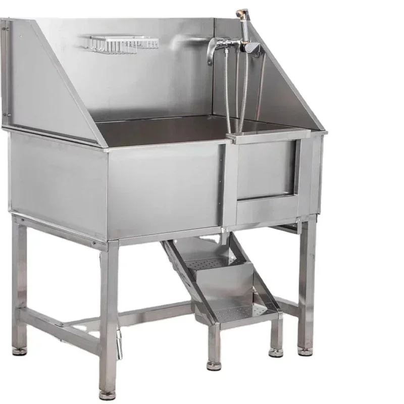 Dog Cat Care Grooming Shower Washing Station Stainless Steel Pet Bath Tub Dog Grooming Pet Bath Tub With Stairs