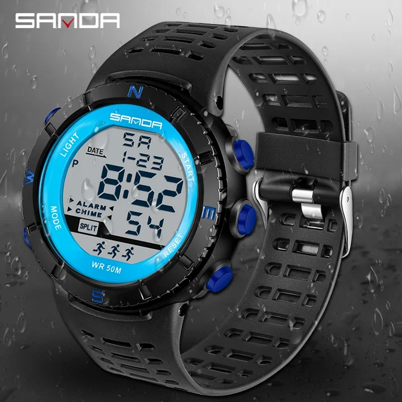 2020 SANDA 386 Top Brand Men Watches Sport Military Fashion Male Digital Quartz LED Watch For Boys Waterproof Cartoon Wristwatch