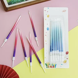 Colorful Gradient Thread Cake Happy Birthday Candle Party Pencil Long Candle Children's Princess Festival Event Decoration