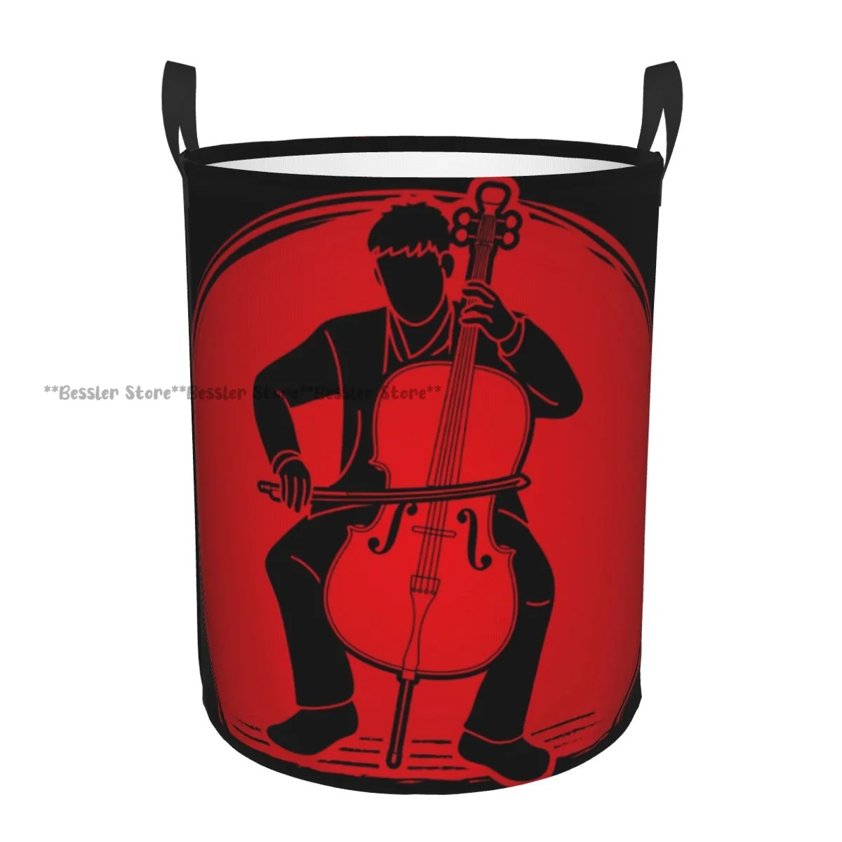 Laundry Basket Cello Musician Orchestra Instrument Cloth Folding Dirty Clothes Toys Storage Bucket Household Storage Basket