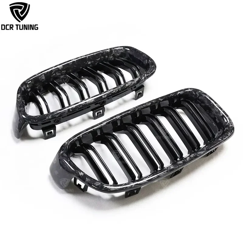 Forged Carbon Fiber Front Kidney Grille for BMW 3 Series F30 Front Bumper Air Vent Grill Dual-Slat Clip-on