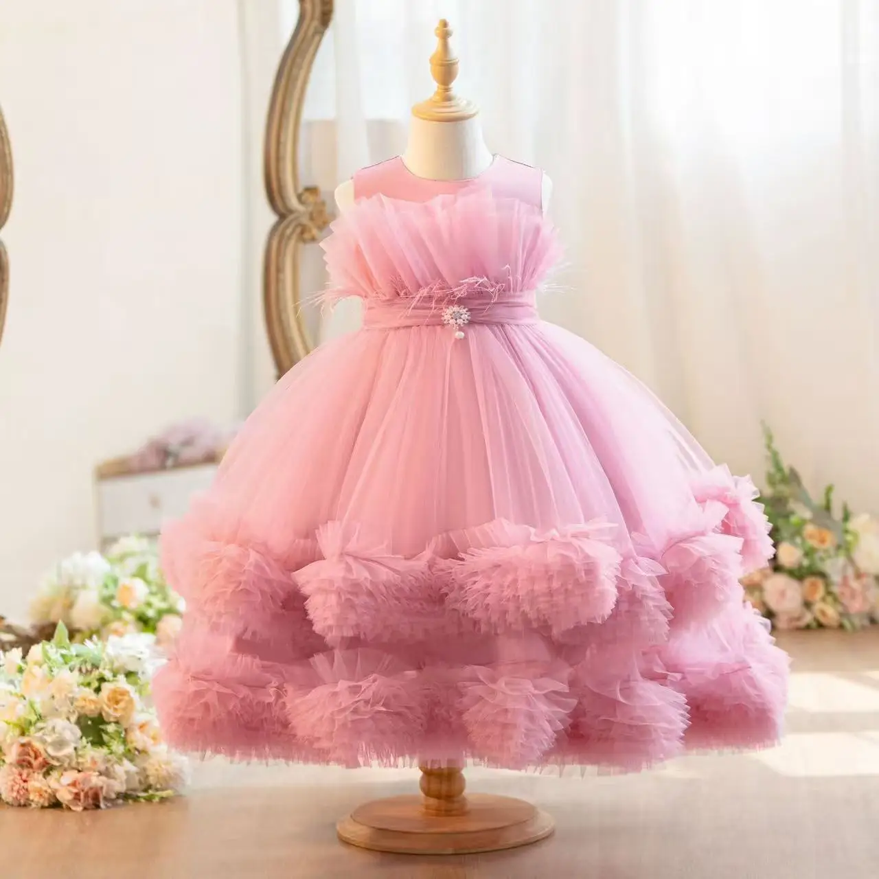 

Girls' New Mesh Dress Girls' Party Princess Dress, children's Shooting Dress 80-140CM