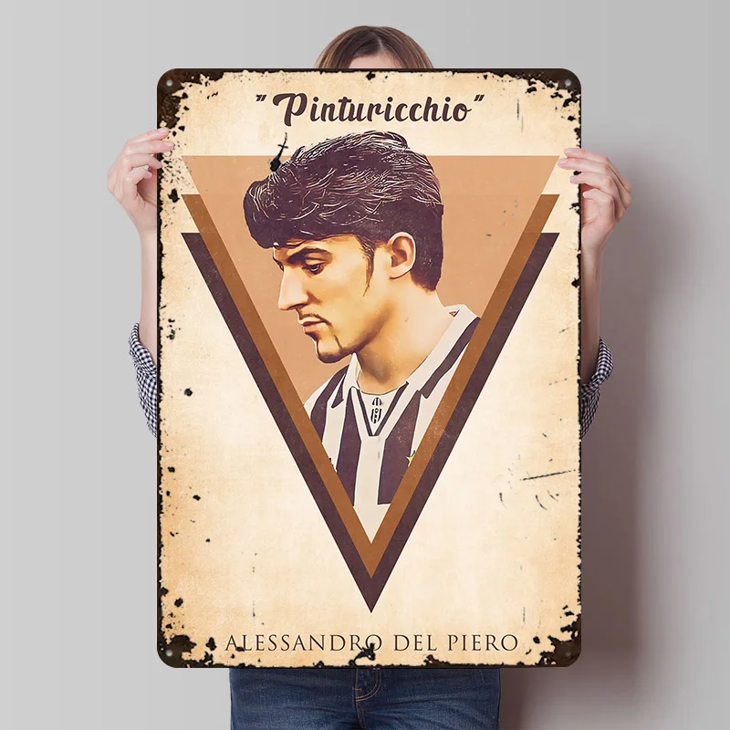Alessandro Del Piero Tinplate Poster Customized Wall Art Retro Vintage Metal Signs for Fans Home Decorations Luxury Decoration