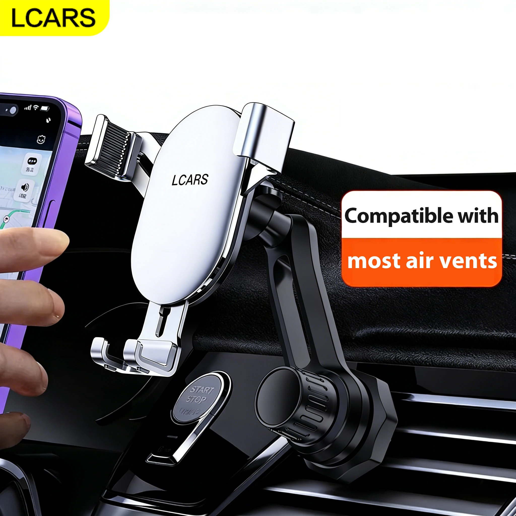 Verlängerter Arm Auto-Lüftungshalterung für Smartphones – Universell verstellbarer Schwerkraft-Handyhalter für Navigation und Auto-Zubehör