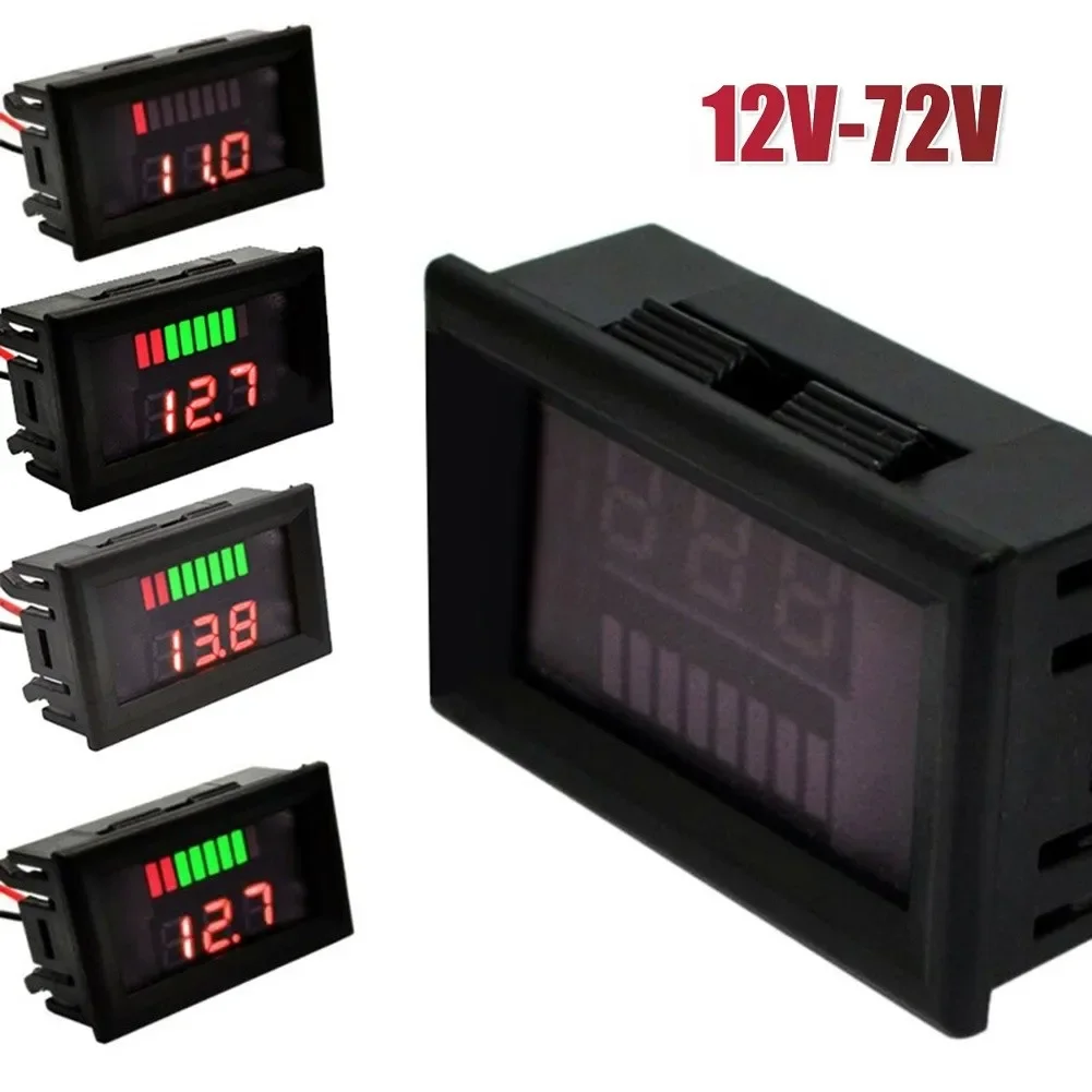 

Electric Vehicle Power Meter 12V-72V Car Marine Motorcycle LED Digital Voltmeter Voltage Meter Battery Gauge Battery Level Meter