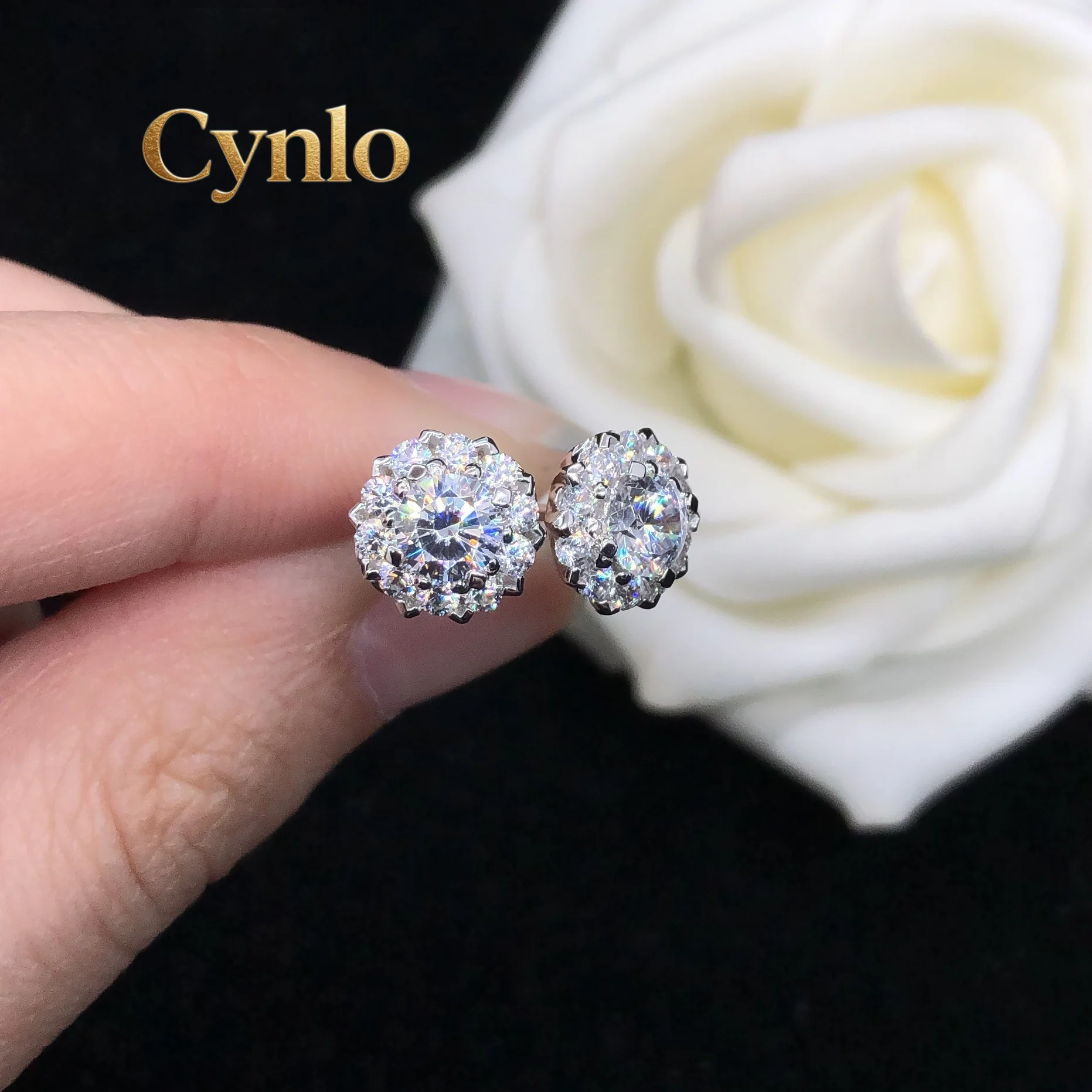

Cynlo Jewelry 0.4Ct/each D Color VVS1 Moissanite Diamond Stud Earrings PT950 Engagement Stud Earrings E040