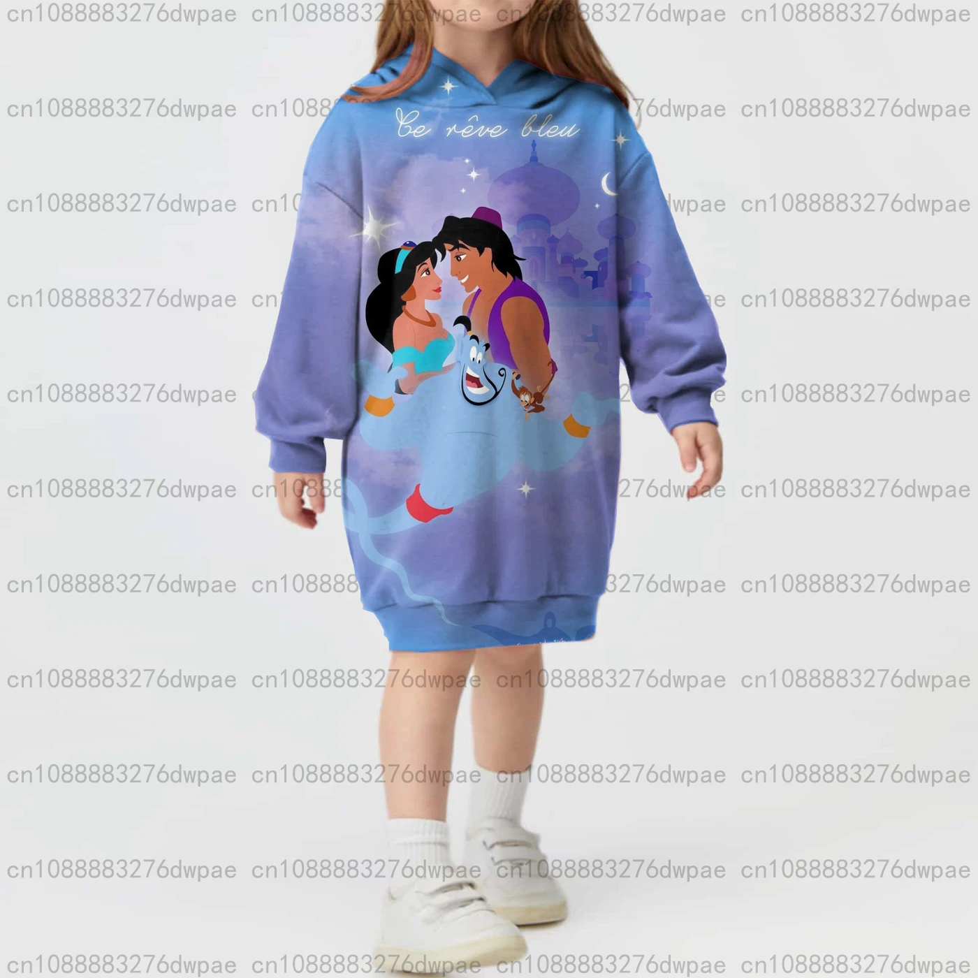 

Winter Girls Princess Jasmine Cartoon Sweater Dress Disney Series Printed Pullover 2025 New Casual Simple Children's Clothing