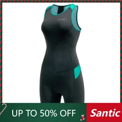 Santic Women's Triathlon Cycling Suits Sleeveless Sponge Padded Quick-Drying for Running Swimming