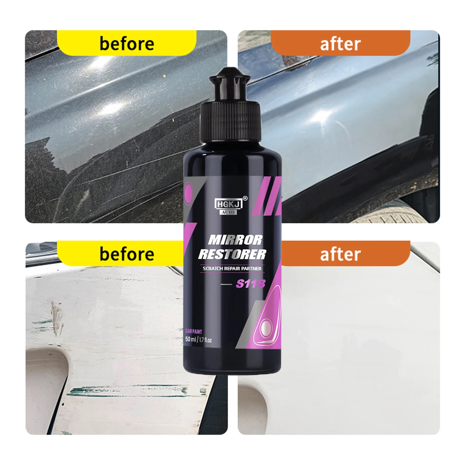 Car Scratches Remover Mirror Restorer Body Repair Wax Auto Maintenance Grinding Paint Repair Coating S11A S11B 50ML/100ML/300ML