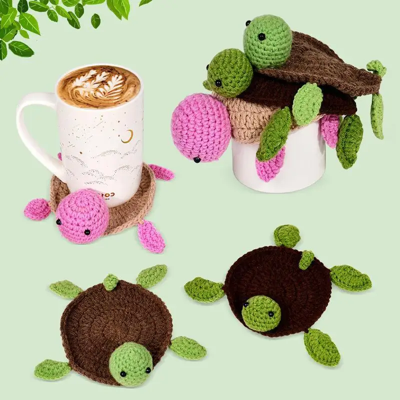 Handmade Crochet Turtle Coaster, Fun Animal Mug Rug, Creative Knitting Housewarming Gift, Home Decor, Gift For Daughter, Mom