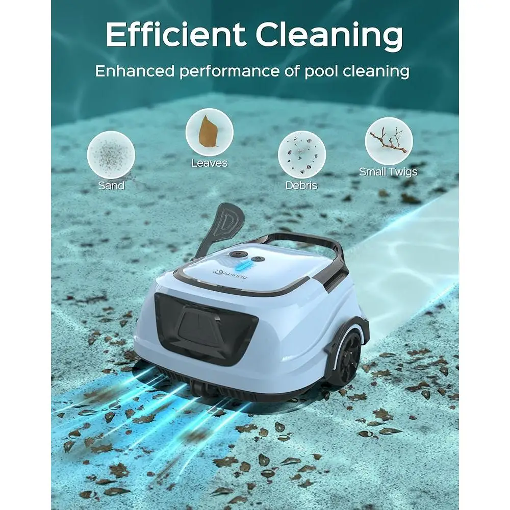 Cordless Robotic Pool Vacuum Cleaner Powerful Suction Dual Filters Fast Charging 120min Battery Life Auto Cleaning Above Ground