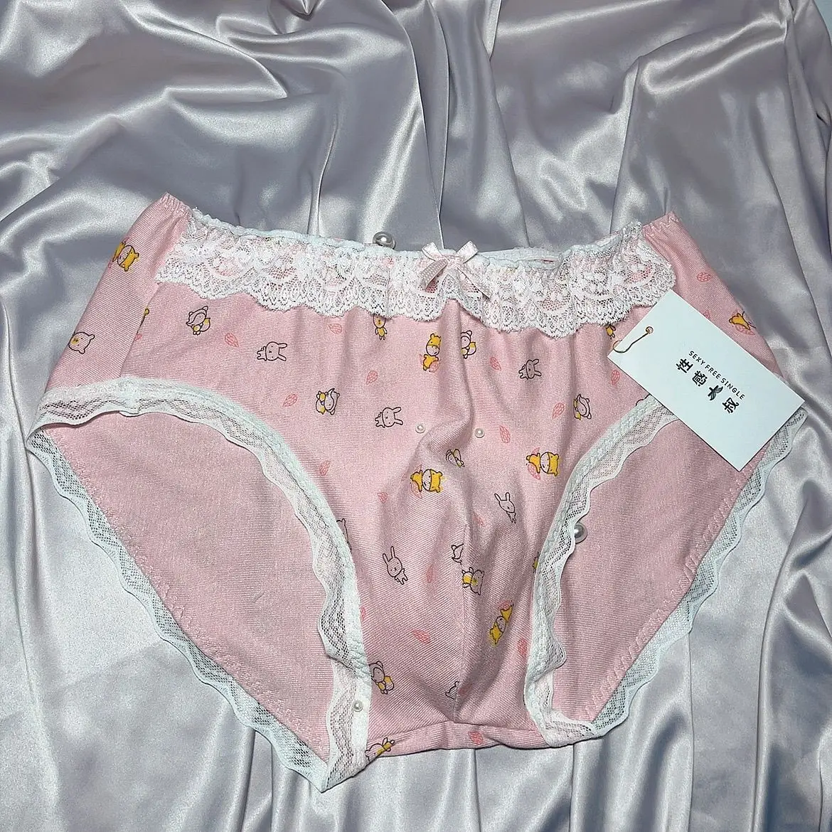 

Man's Pink Flower Graphics Brief BF Panty