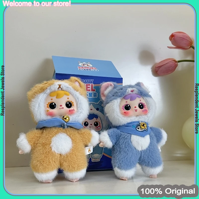 

Genuine Samuel Cat Party Series Vinyl Face Plush Pendant Blind Box Trend Doll Garage Kit Desktop Ornament Toy Girl Birthday Gift