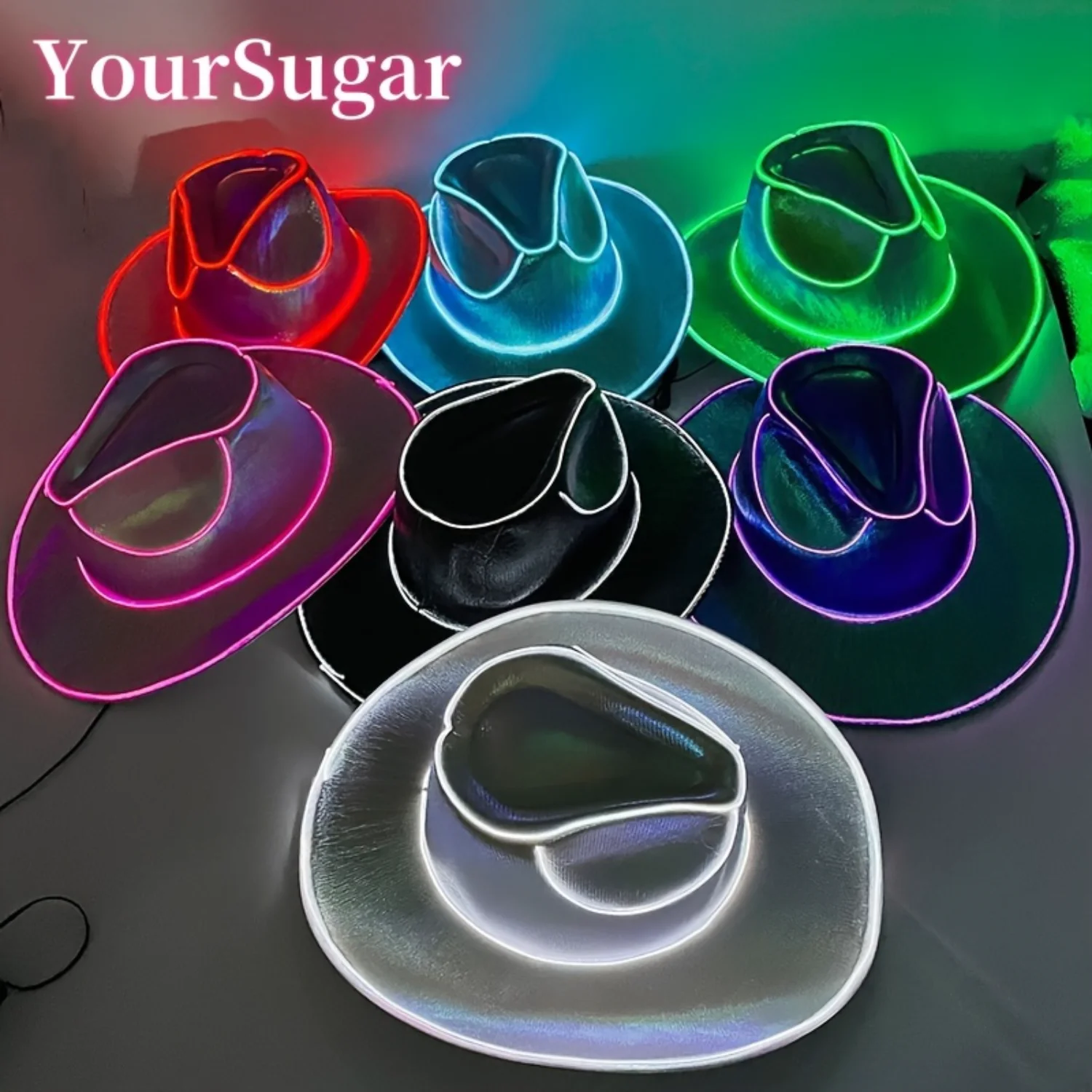 

Disco Luminous Cowboy Hat Glowing Light Bachelorette Party Supplies