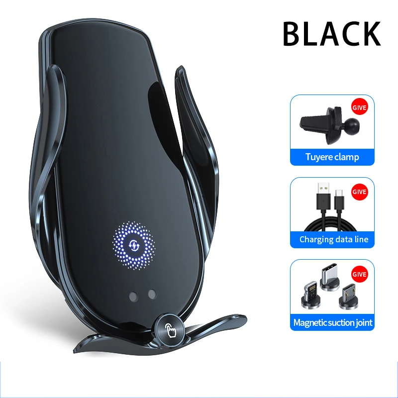 Автомобильный беспроводной держатель для телефона, подставка, станция быстрой зарядки, зарядное устройство, автоматическая инфракрасная индукция для iPhone 15, 14, 13, 12, Samsung Xiaomi
