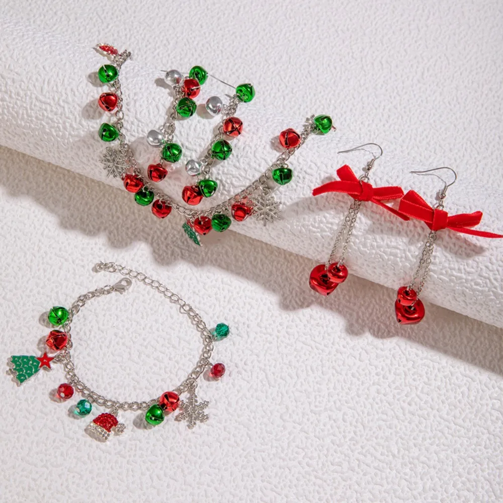 مجموعة مجوهرات عيد الميلاد شجرة عيد الميلاد ثلج قصب قلادة مطرز أقراط قلادة سوار مجموعة عيد الميلاد سلسلة مجوهرات اكسسوارات #4