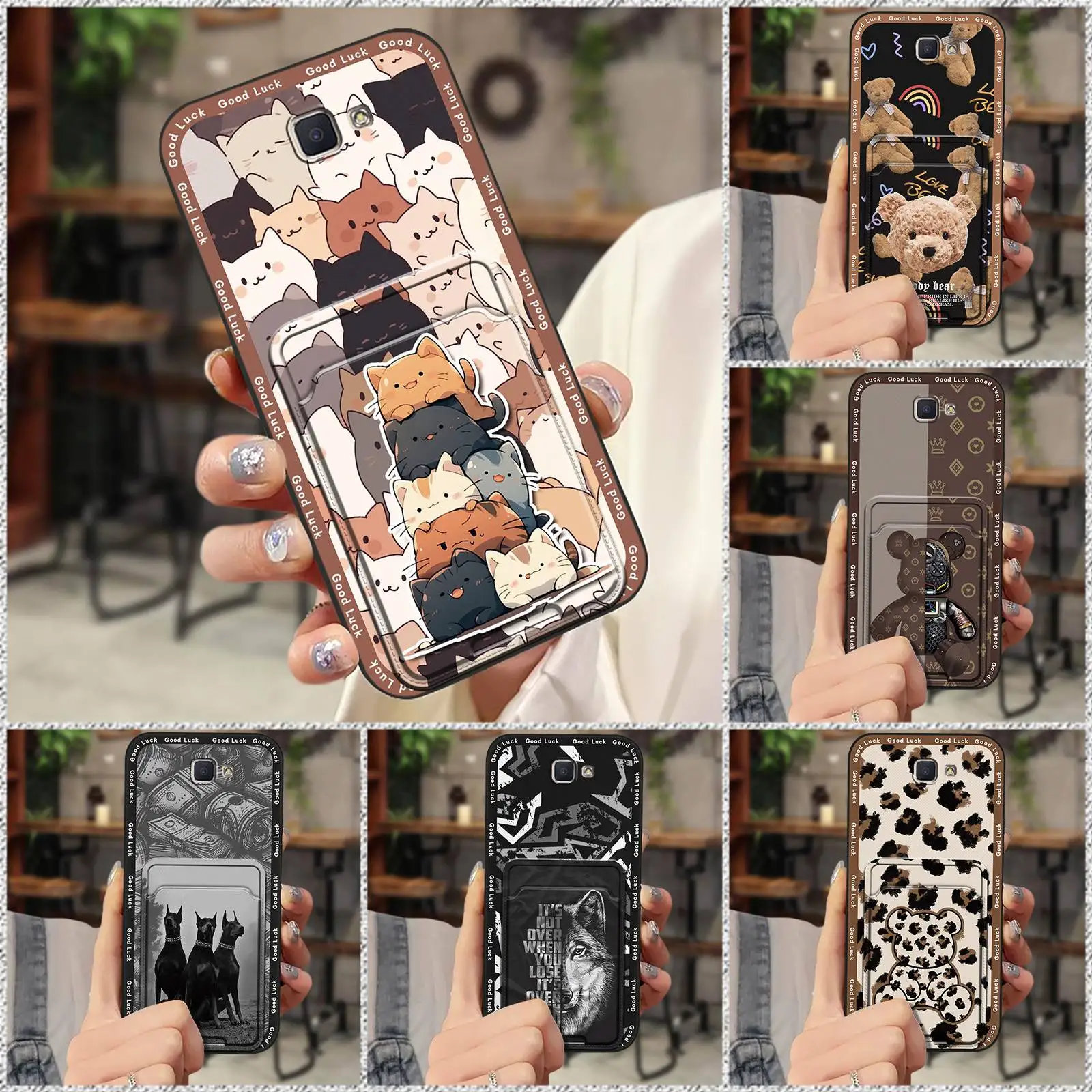 Anti-dust TPU Phone Case For Samsung Galaxy J7 Prime/2/2018/ON7 2016/G610F Shockproof protective Silicone Card sleeve