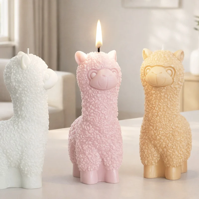 3D Alpaca Aromatherapy Candle Mold DIY Sheep Gypsum Making Animal Resin Decoration Silicone Mold Candle Making Craft