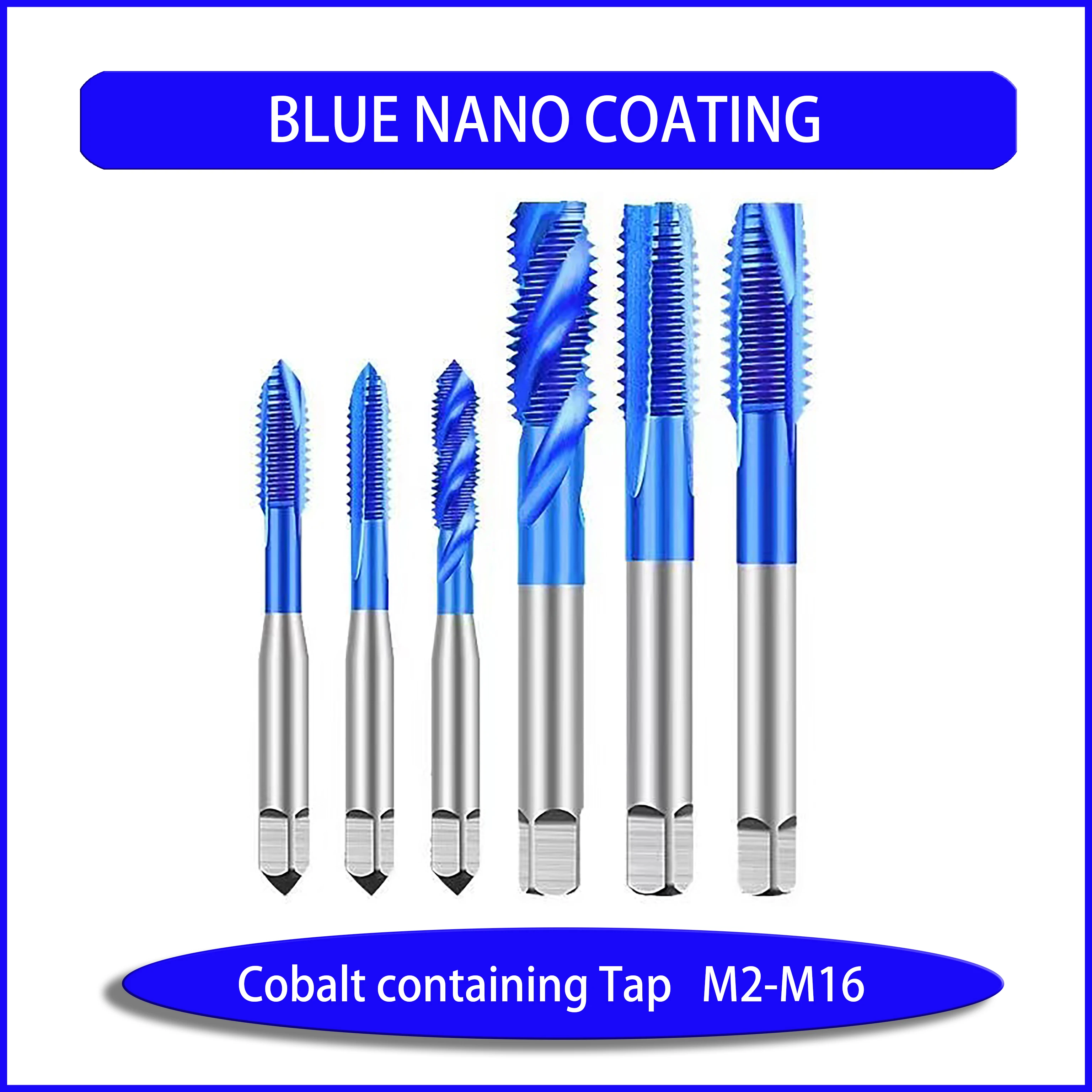 Straight slot/tip/spiral tap with cobalt for M35 nano blue metal processing tools for M2.0-M24 CNC machine tools