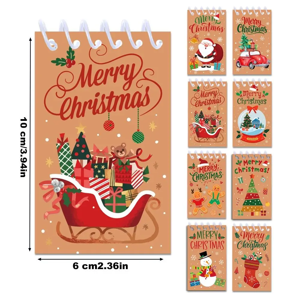 8 STKS Coil Binding Kerst Notebook Mini Maat Meerdere Stijlen Spiraal Notebook Spiraal Ontwerp Kerstman Notebook