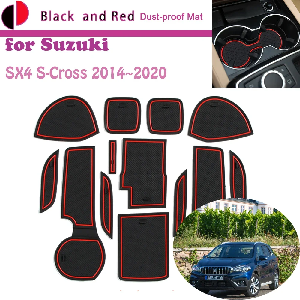 

Rubber Door Groove Mat for Suzuki SX4 S Cross GL JY Crossover 2014~2020 Cushion Gate Storage Slot Coaster Dust-proof Car Sticker