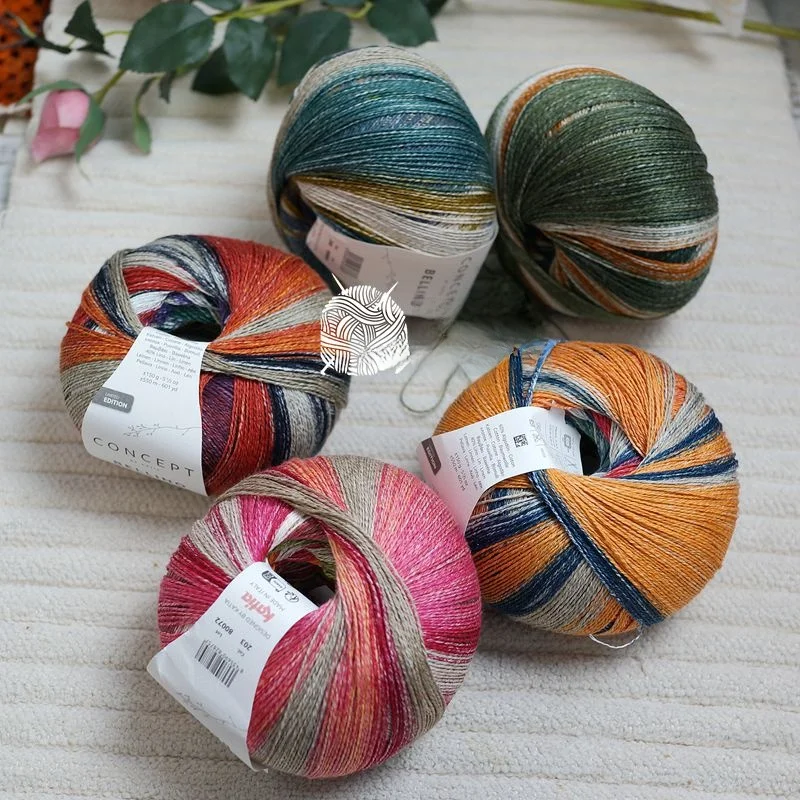 

KATIA BELLINO Cotton Lin Yarn Gradient Color 150g 550m Spun Yarn for Clothing Fabric Scarf Hat Belt Making