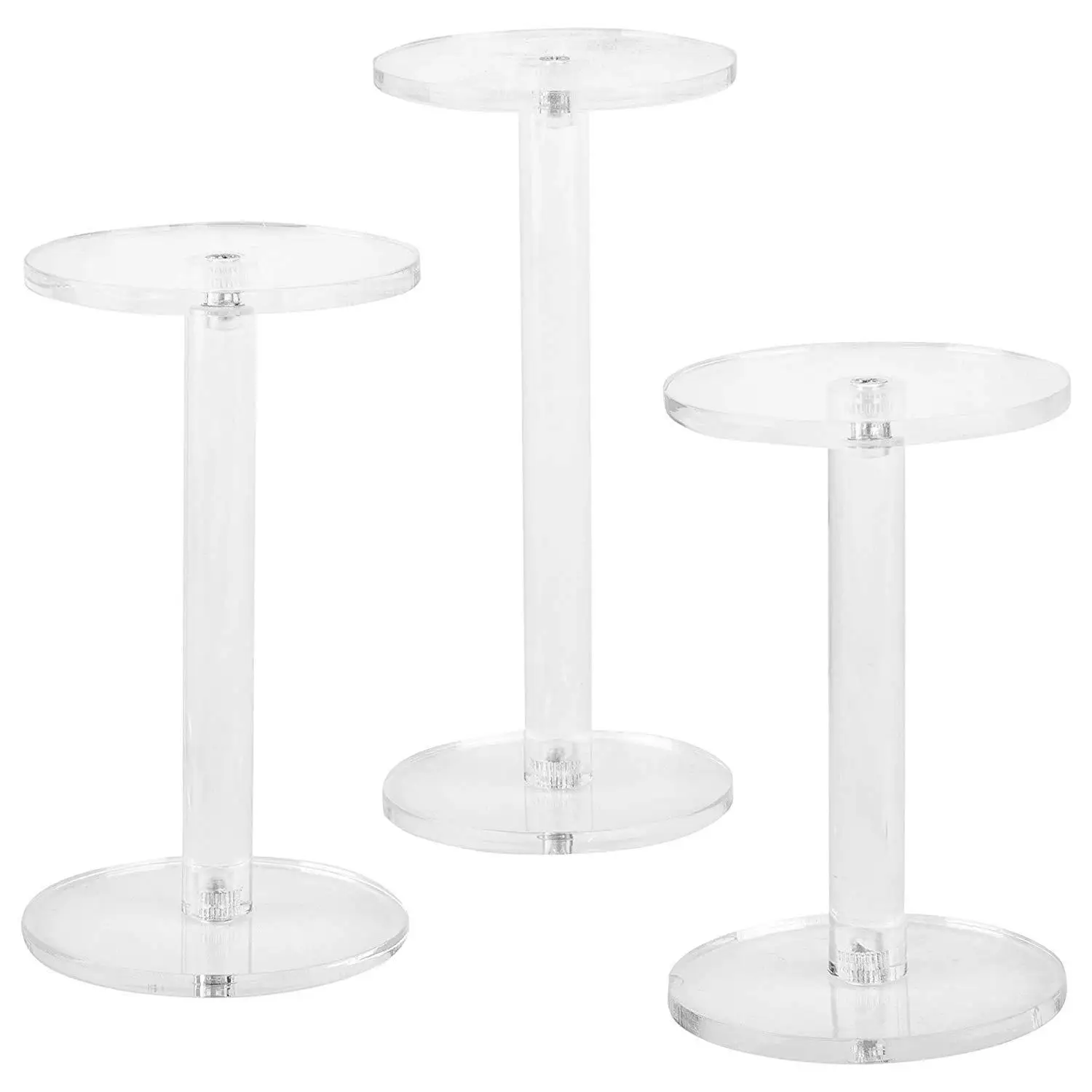 

Naxilai Wholesale acrylic display stand cosmetics round display table transparent tabletop table jewelry model display one set 3