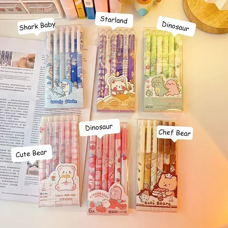 Kawaii Cute Gel Pens Various Patterns 0.5mm Tip Cute Boxed Student Writing Set Creative Stationery Smooth Writing