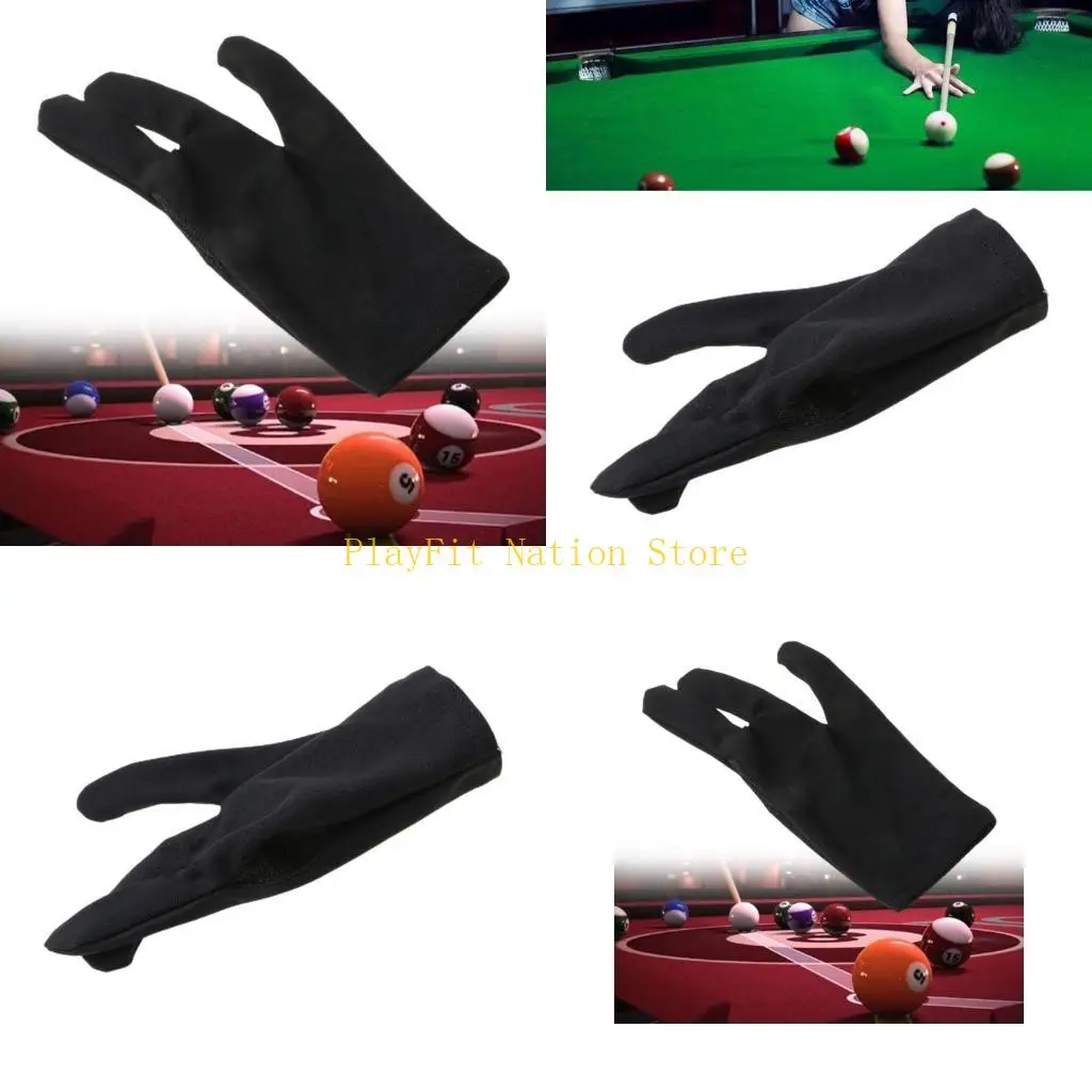 242F 1pc Black Cue Billiard Pool Shooters 3 Fingers Gloves