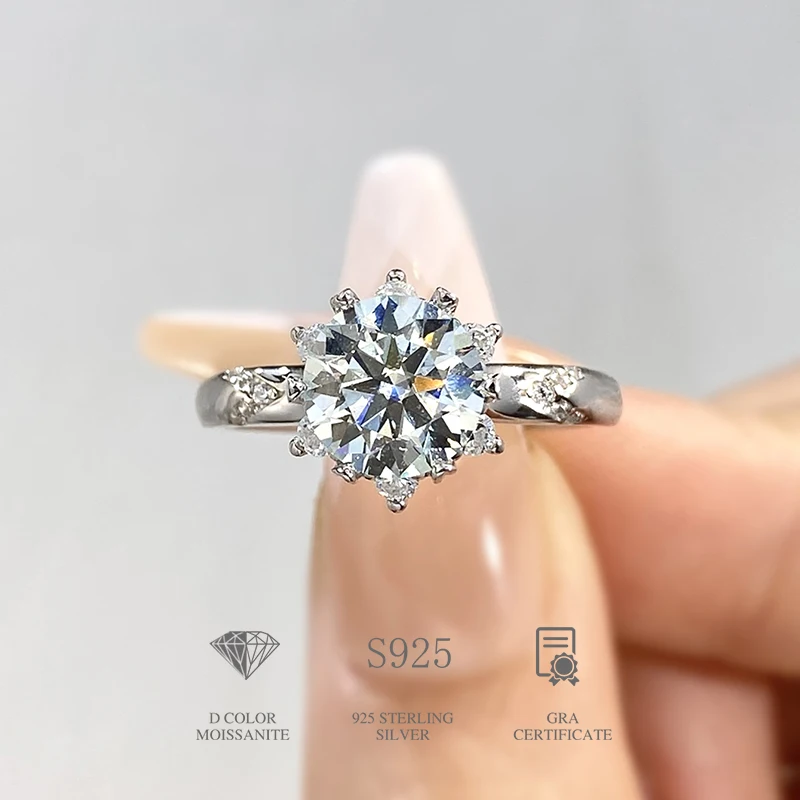 DiamondWorld Luxury D color 2CT Moissanite Diamond Gemstone Rings for Women Gift 925 Sterling Silver Engagement Fine Jewelry