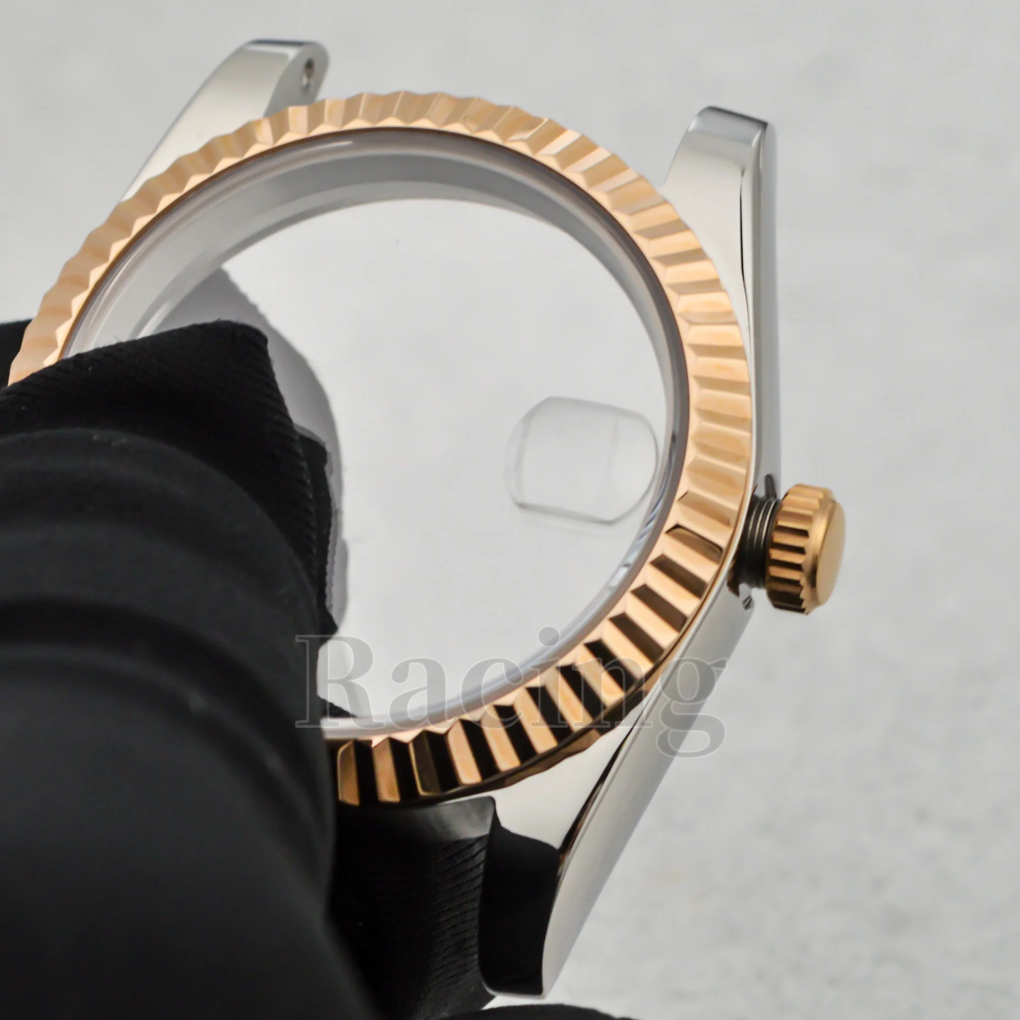 36/39mm Watch Case for Datejust Silver Black Rose Gold Stainless Steel Sapphire Crystal Case for NH34/35/36 Movement Watch Parts