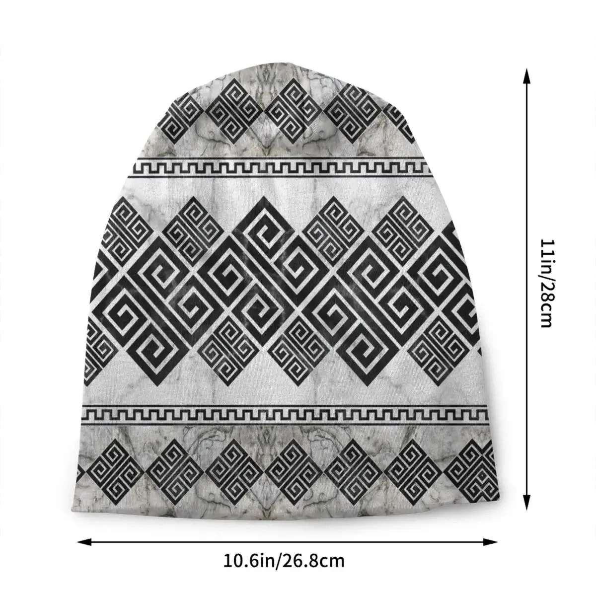 Greek Key Meander Beanie Cap Unisex Winter Warm Bonnet Femme Knit Hats Outdoor Black and White Marble Skullies Beanies 