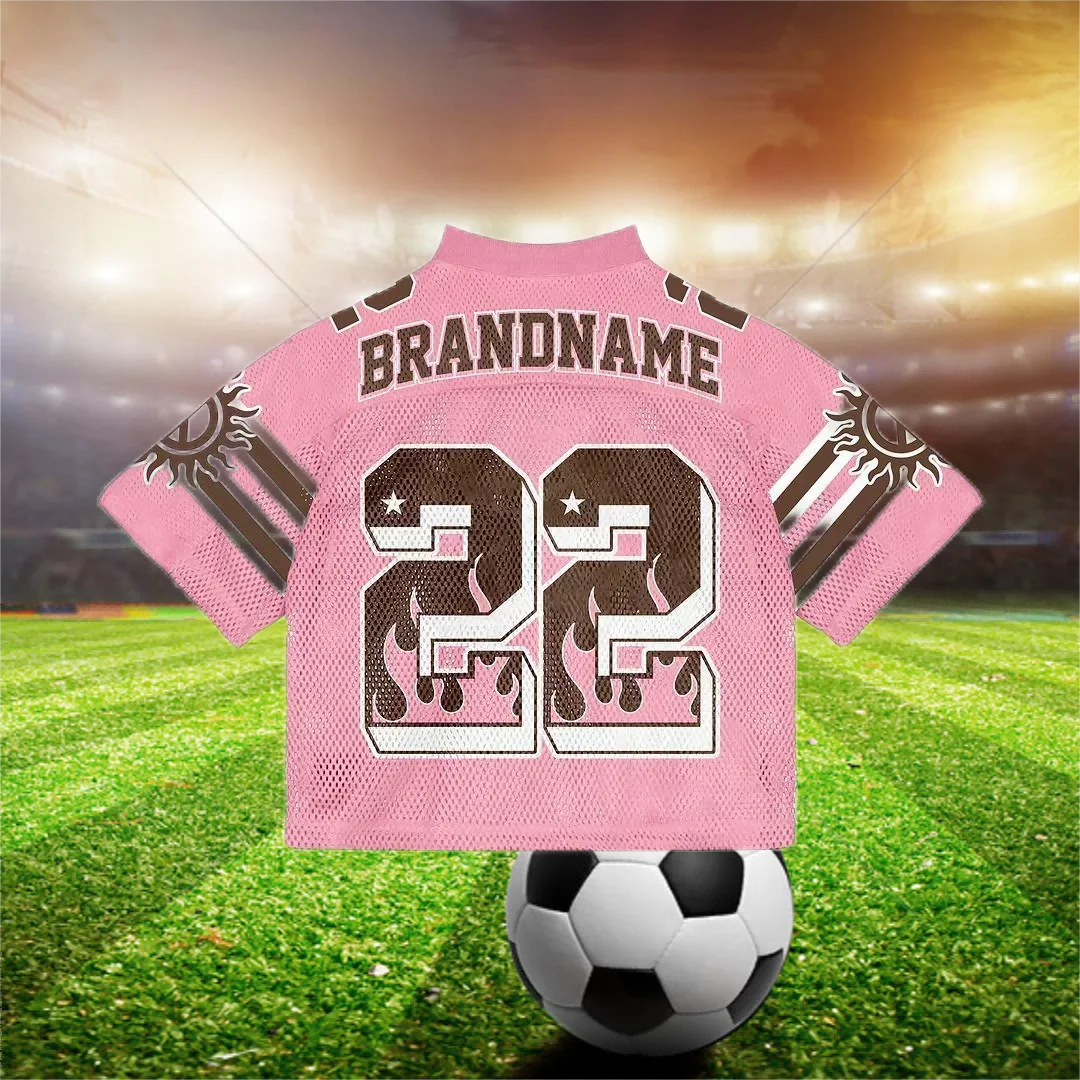 T-shirt de football en maille épissée pour hommes et femmes, T-shirt décontracté, Sportedly, American Y2k, Harajuku, Pink Summer, My Body, My Choice, 2024