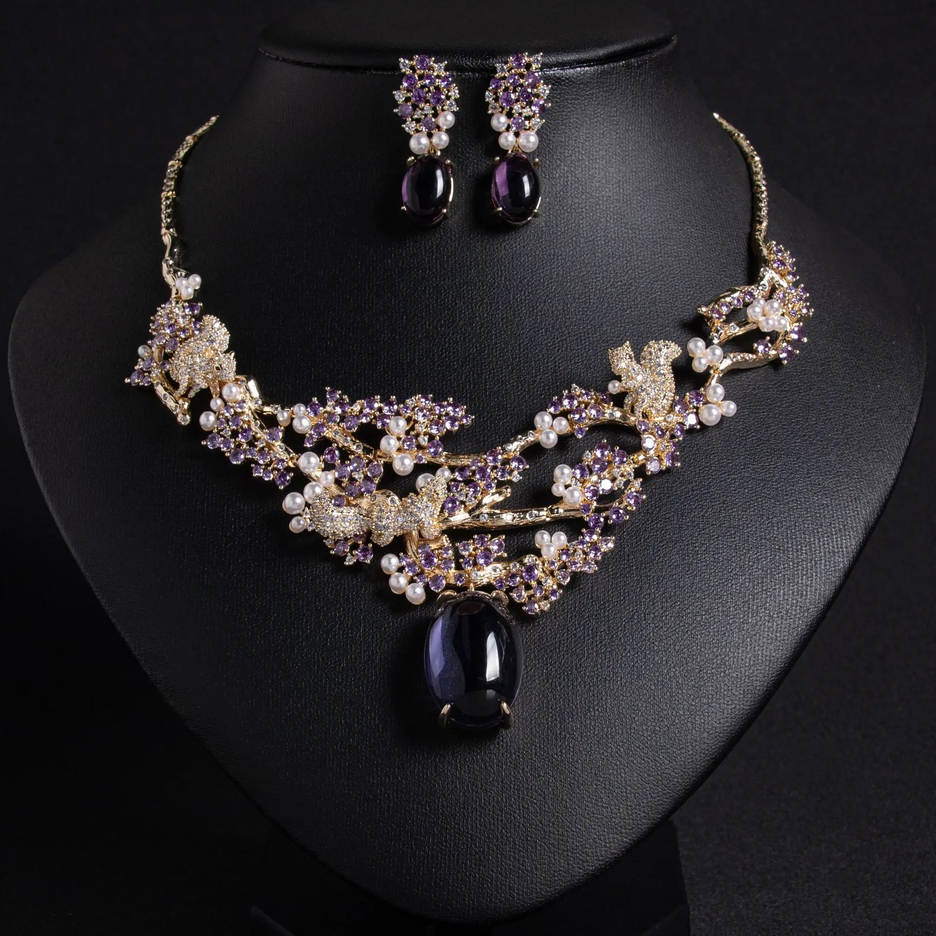 

Statement Choker Set, European Luxury Necklace & Earrings, Exaggerated Evening Banquet Jewelry