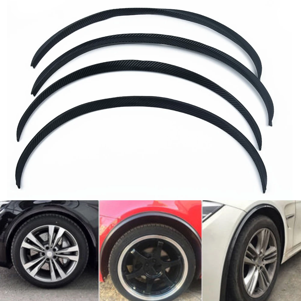 4Pcs Carbon Fiber Car Wheel Eyebrow Arch Trim Lips Strip Fender Flare Protector Fender Flares Expander Arch Wheel Guard Eyebrow