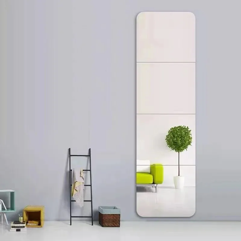 Self-Adhesive Right-Angle Acrylic Wall Mirror Stickers (4-piece) - Home Decor for Bedroom, Dormitory & Bathroom