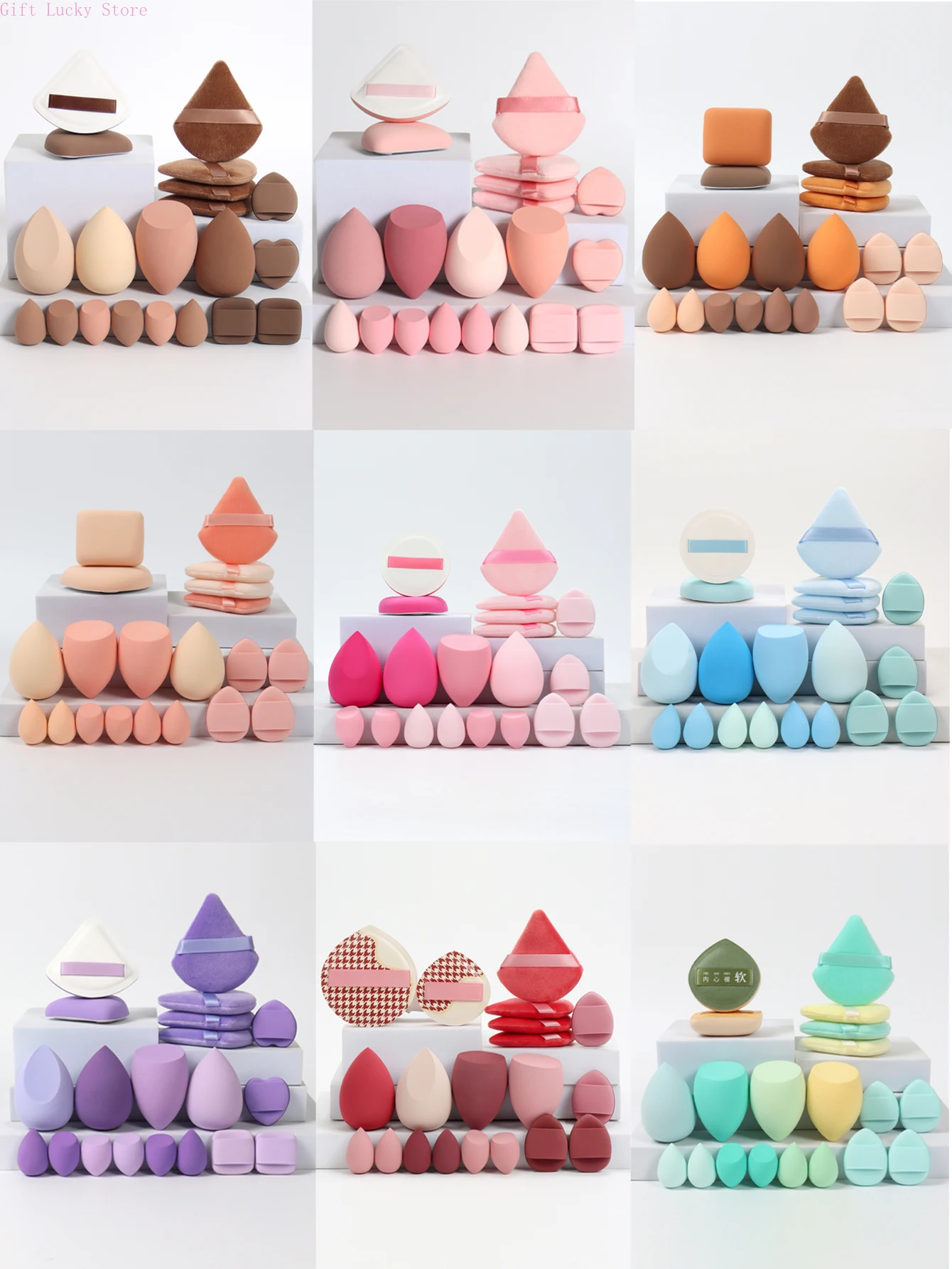 12-20 Pcs Pink Makeup Sponge and Makeup Puff Set Suitable for Face Cream and Powder Concealer Powder Makeup Machine