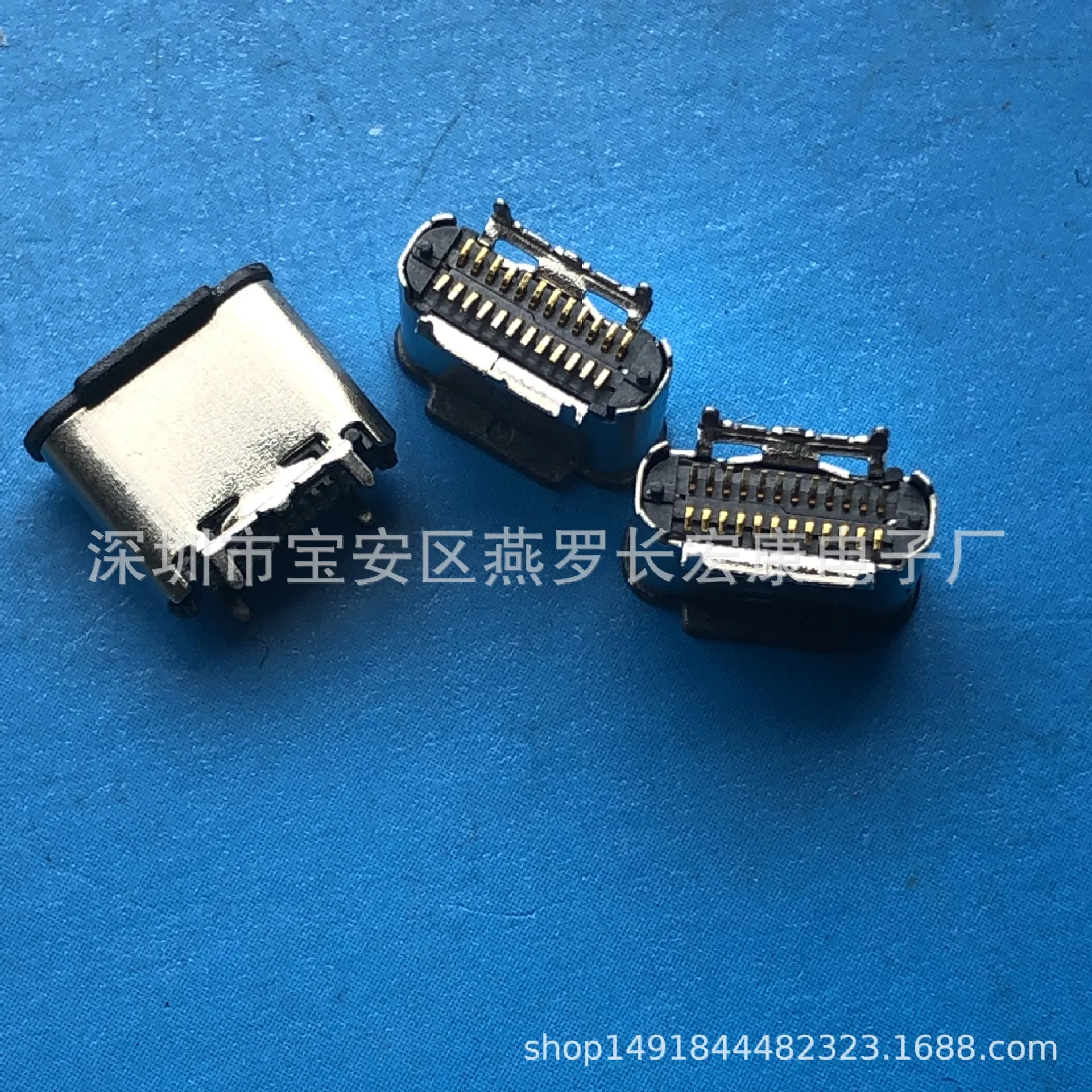 For TYPE-C 24Pin Female, Upright Patch, Double Row SMT with Positioning Post and Dust Plug