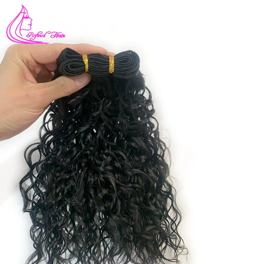 Pacotes sintéticos do cabelo da onda encaracolado, onda de água, preto, resistente ao calor, Weave, 3 pacotes, 10 ", 12", 14"