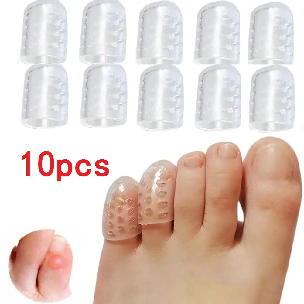 10Pcs Silicone Finger Toe Cap Protector Cover Thumb Sleeve Corn Blisters Pain Relief Toe Tube Bunion Correction Foot Care