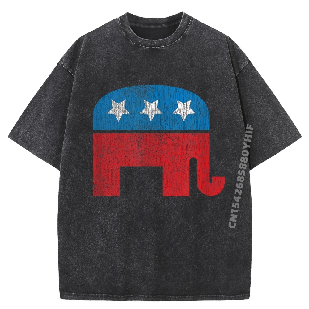 

Новейшая футболка с принтом Republican Elephant Crazy Tees, футболка со специальным рисунком, мужская повседневная стираная рубашка