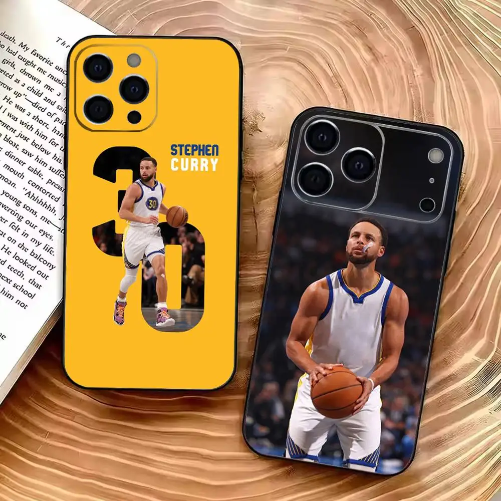 Funda para Teléfono con Diseño de S-C-Stef Curry NO 30 para iPhone 17, 16, 15, 14, 13, 12, 11 Pro Max, 16/15/14 Plus, XS, Negra Suave