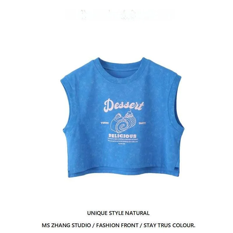 Estate 2024 Donna Casual Stampa a colori a contrasto Ort Svel Gilet Old Faioned Tinto Stampa Top Street Sle Or Lunghezza