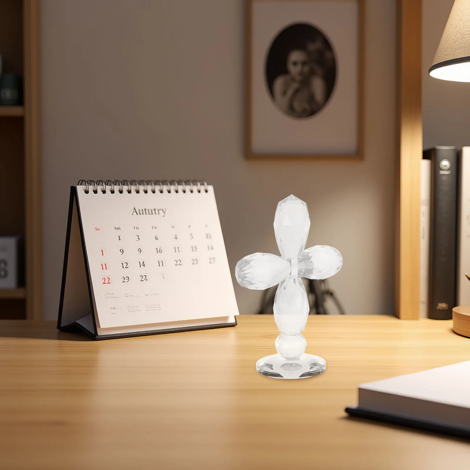 

Handmade Crystal Transparent Cross Decorative Glass Ornament for Home Office Christmas Tabletop Religious Memorial