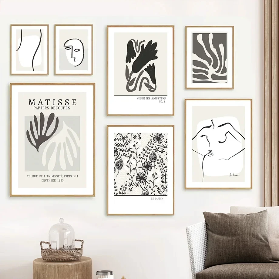 

Abstract Matisse Leaf Flower Line Girl Wall Art Canvas Painting Gallery Posters And Prints Wall Pictures For Living Room Decor